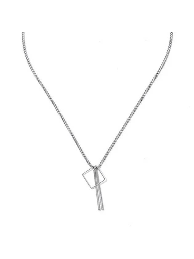 Surgical Steel Square Necklace Silver - CRUMP - BALAAN 2