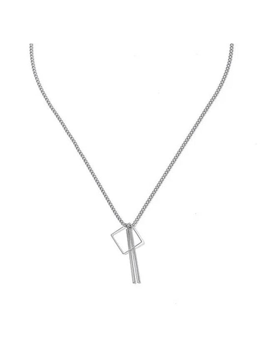 Surgical Steel Square Necklace Silver - CRUMP - BALAAN 2