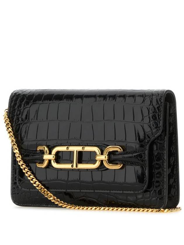 Whitney Crocodile Effect Shoulder Bag Black - TOM FORD - BALAAN 3