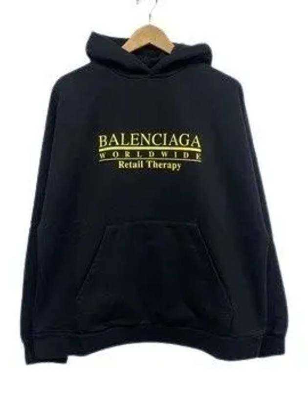 Women's World Wide Retail Therapy Logo Hoodie Black - BALENCIAGA - BALAAN.