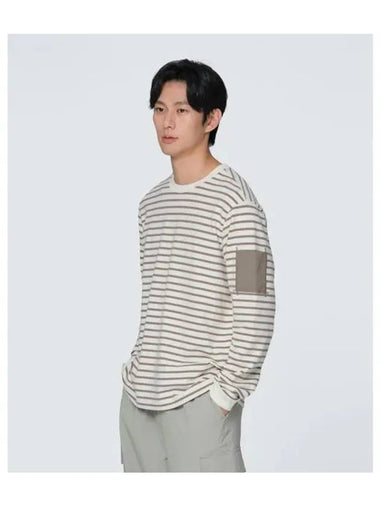 Striped Long Sleeve T Shirt S24FMFTL12 Cocoa - SNOW PEAK - BALAAN 1