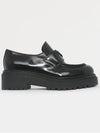 Logo Leather Loafers Black - PRADA - BALAAN 4