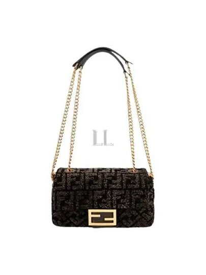 Baguette Chain Midi Shoulder Bag Dark Brown - FENDI - BALAAN 2