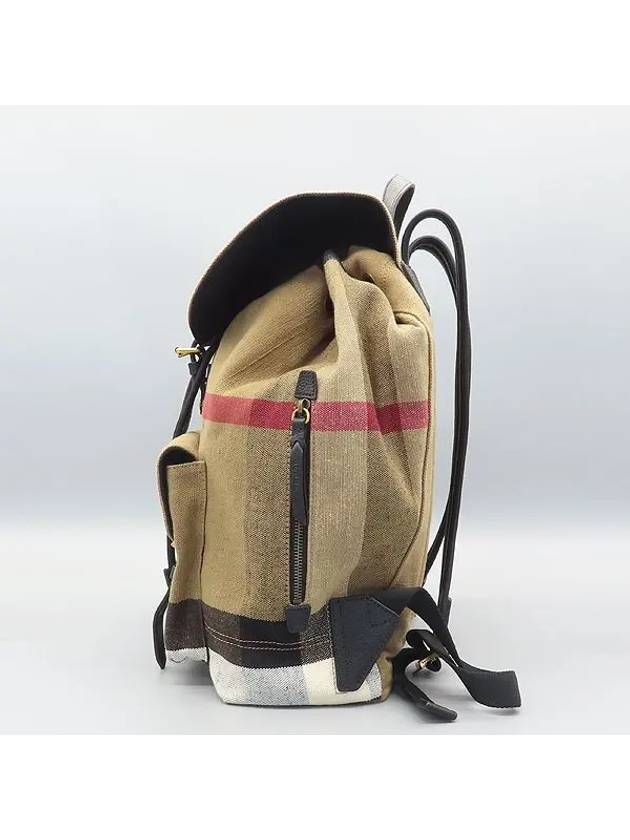 39962261 House check fabric leather blend backpack - BURBERRY - BALAAN 3