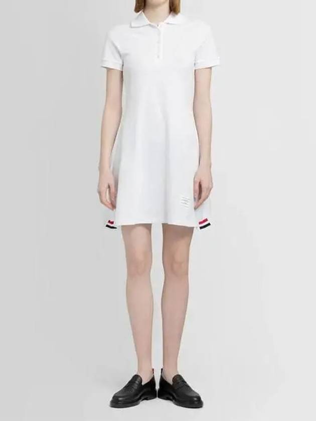 Women's Logo Patch Tennis Flare Short Dress White - THOM BROWNE - BALAAN 4