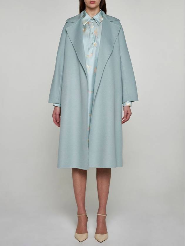 Cles Cashmere Silk Wool Single Coat Aquamarine - MAX MARA - BALAAN 4