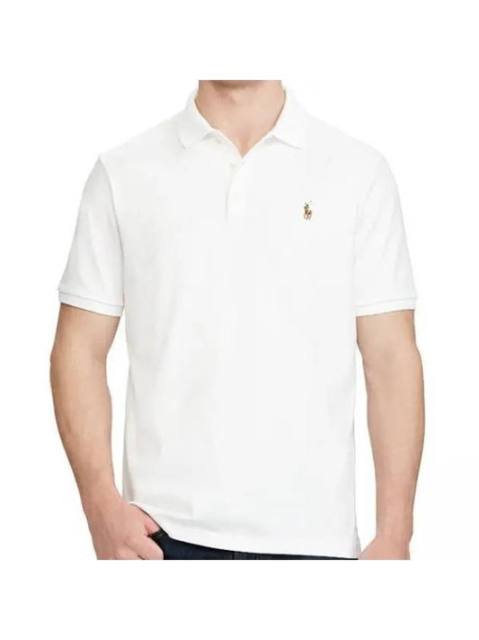 Pony Logo Embroidery Soft Short Sleeve Cotton Polo Shirt White - POLO RALPH LAUREN - BALAAN.
