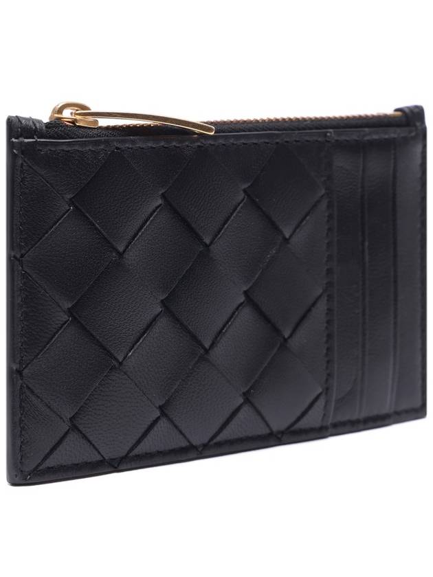 Intrecciato Zipper Card Wallet Black - BOTTEGA VENETA - BALAAN 4