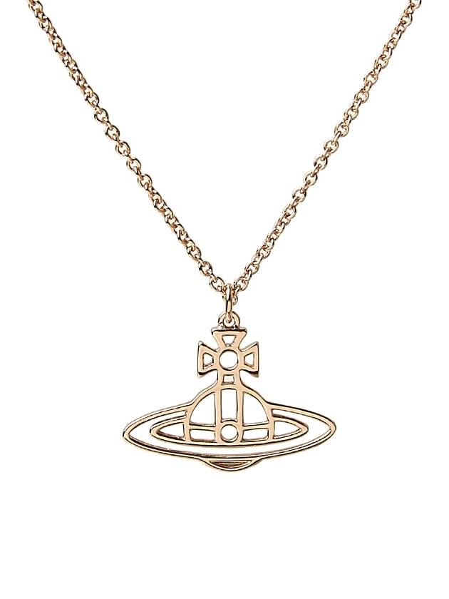 Women's Thin Line Short Flat ORB Pendant Necklace Pink Gold - VIVIENNE WESTWOOD - BALAAN 4