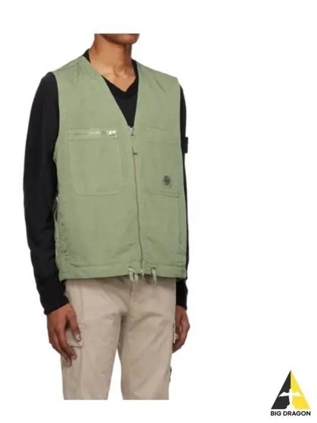 Cupro Cotton Twill TC Logo Patch Vest Green - STONE ISLAND - BALAAN 2