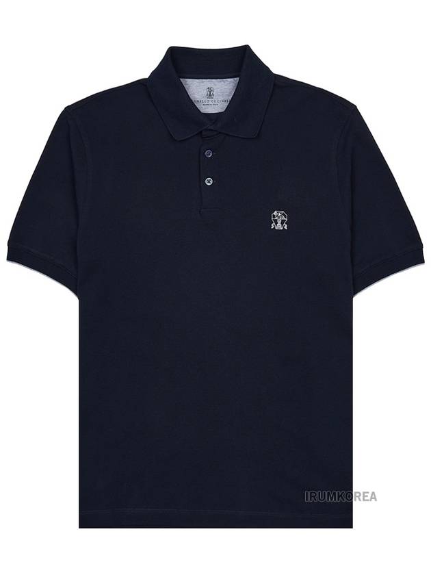 Logo Short Sleeve Polo Shirt Navy - BRUNELLO CUCINELLI - BALAAN 11