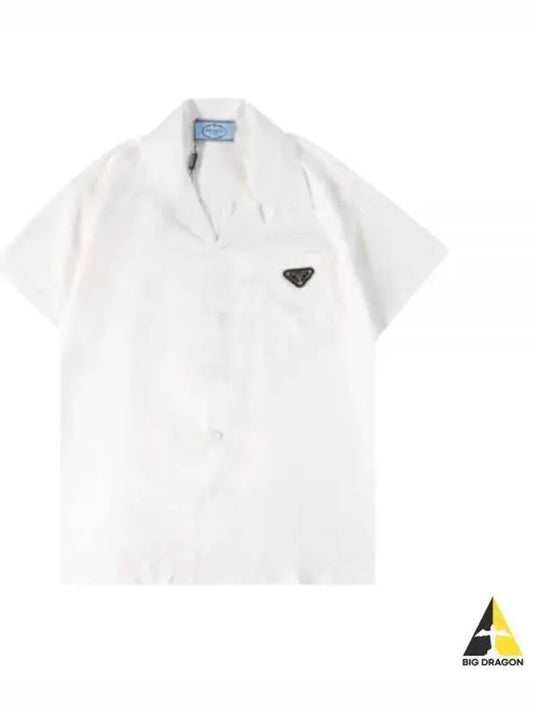 P476G S232 13QA F0009 Triangle Logo Cotton Short Sleeve Shirt - PRADA - BALAAN 1