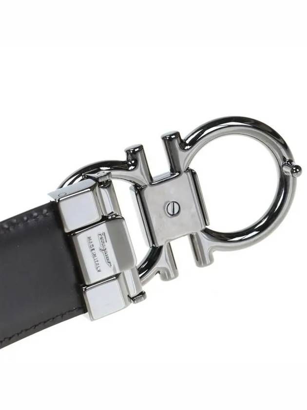 Gancini Reversible Adjustable Calfskin Leather Belt Black - SALVATORE FERRAGAMO - BALAAN 6