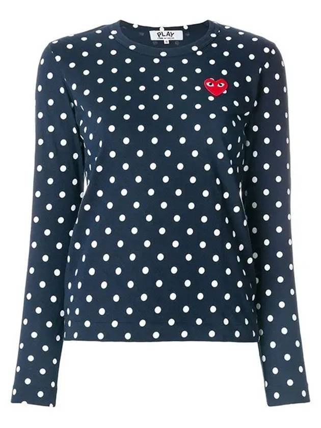 Women's Red Wappen Dot Long Sleeve T-Shirt P1 T165 2 Navy - COMME DES GARCONS PLAY - BALAAN 1