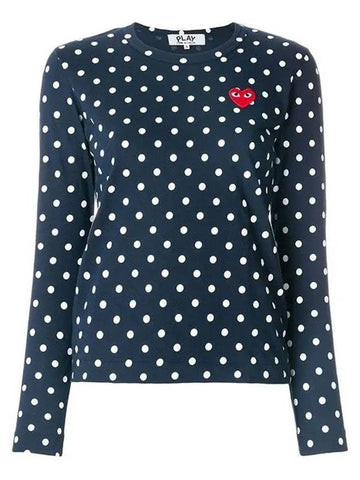 Women's Red Wappen Dot Long Sleeve T-Shirt P1 T165 2 Navy - COMME DES GARCONS PLAY - BALAAN 1