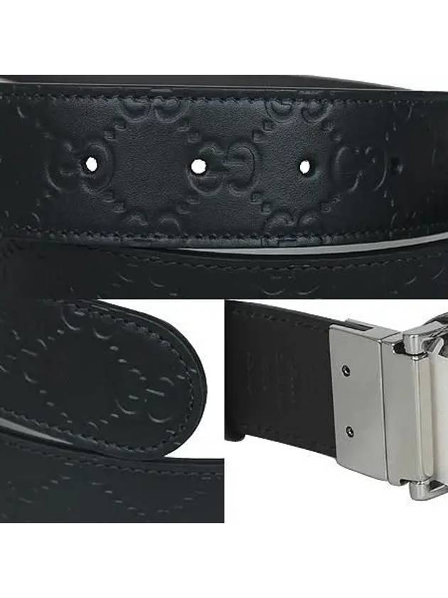 473030 Black Brown Leather Reversible Silver Signature Men s Belt 32 34 inches - GUCCI - BALAAN 5