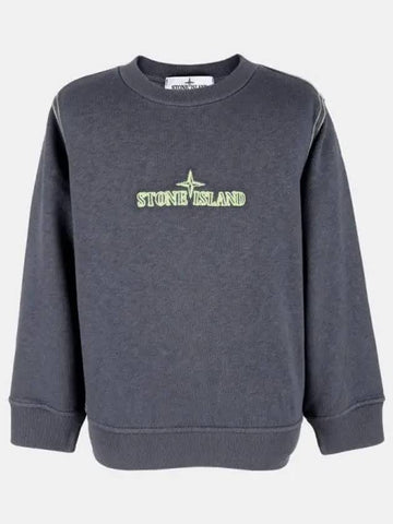 Stone Kids Embroidery Logo Washing Sweatshirt Blue Navy 761660943 V0028 271728 1063782 - MONCLER - BALAAN 1