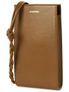 Logo Tangle Phone Holder Leather Cross Bag Brown - JIL SANDER - BALAAN 3