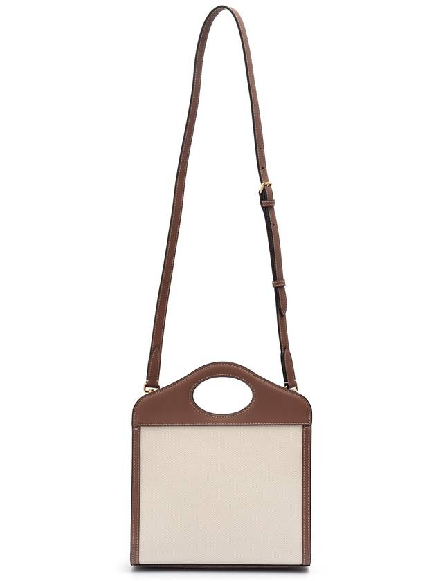 Mini Two-Tone Canvas And Leather Pocket Bag Natural Malt Brown - BURBERRY - BALAAN 4