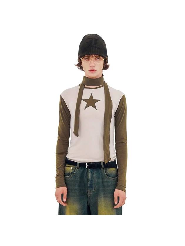 Strap Scarf Star T shirtKhaki - LECYTO - BALAAN 2