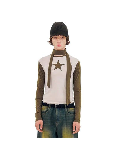 Strap Scarf Star T shirtKhaki - LECYTO - BALAAN 1