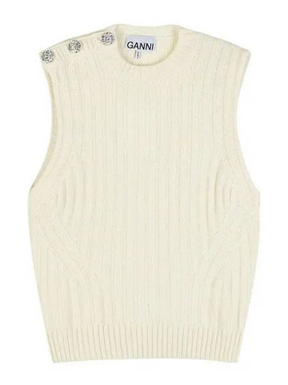 Women's Sleeveless Knit Top Ivory - GANNI - BALAAN 2