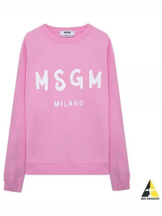 Women's Brushed Logo Crew Neck Sweatshirt Pink - MSGM - BALAAN 2