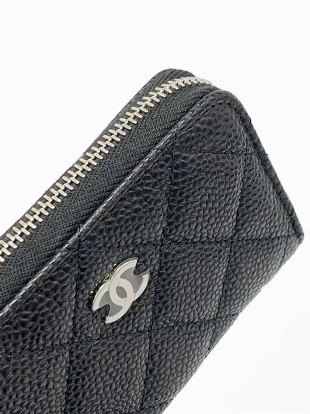 AP0216 Caviar Classic Zipper Card Wallet Black Silver - CHANEL - BALAAN 5