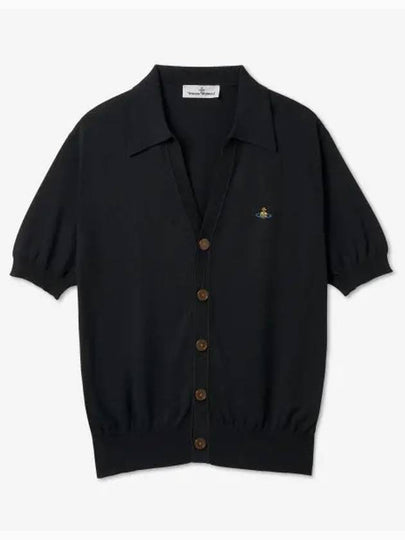 Embroidered ORB Logo Polo Cardigan Black - VIVIENNE WESTWOOD - BALAAN 2