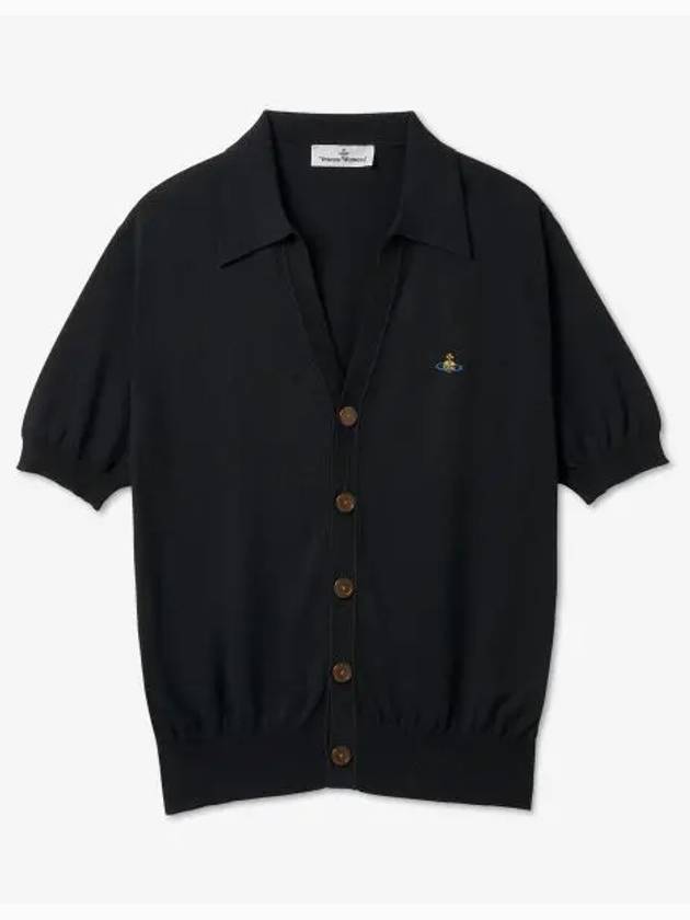 Embroidered ORB Logo Polo Cardigan Black - VIVIENNE WESTWOOD - BALAAN 2