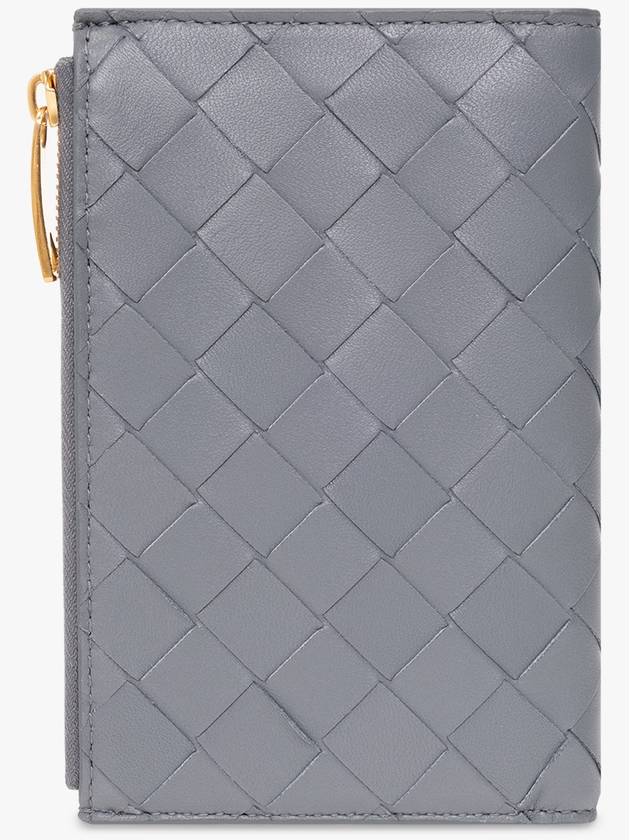 Women's Intrecciato Leather Medium Wallet Gray - BOTTEGA VENETA - BALAAN 4