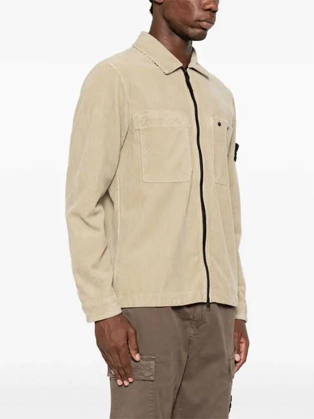 Organic Cotton Corduroy Zip-Up Jacket Beige - STONE ISLAND - BALAAN 3