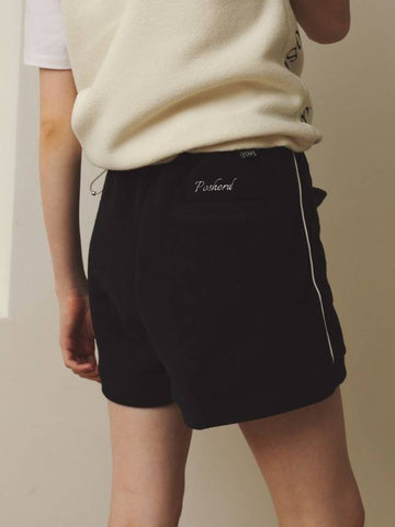 Brushed fleece line shorts Black - POSHERD - BALAAN 1