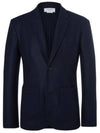 Men's Unstitched Boy Wool Blazer Jacket Navy - THOM BROWNE - BALAAN.