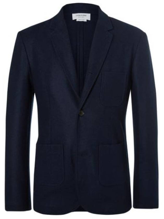 Men's Unstitched Boy Wool Blazer Jacket Navy - THOM BROWNE - BALAAN.