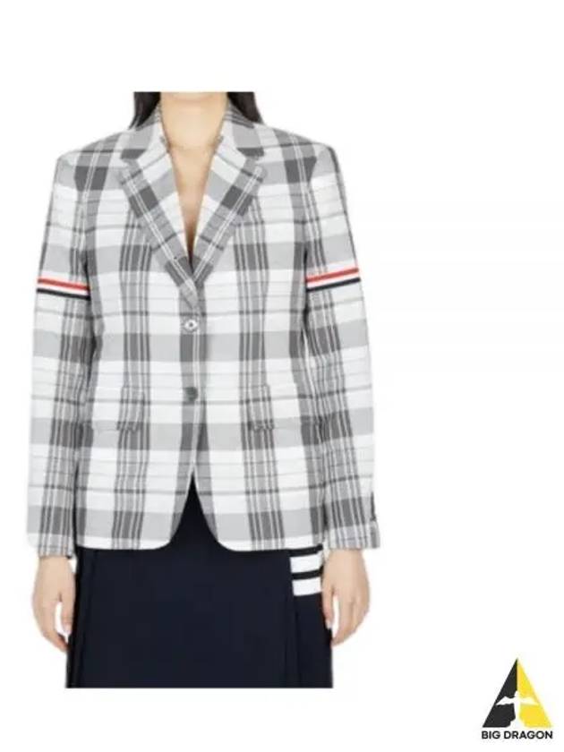 RWB Arm Banding Madras Check Jacket Med Grey - THOM BROWNE - BALAAN 2