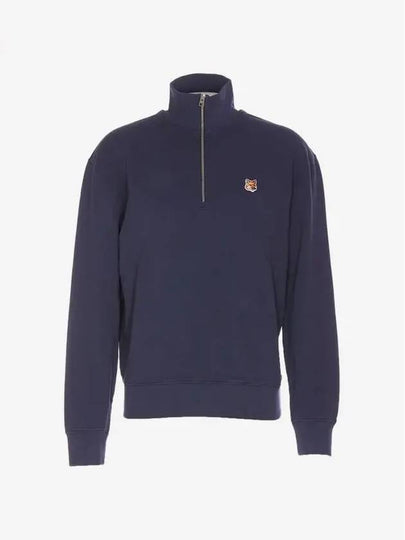 Fox Head Patch Half Zipper Sweatshirt Ink Blue - MAISON KITSUNE - BALAAN 2