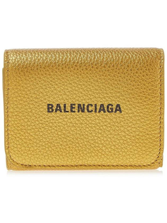 logo tri-fold card wallet gold - BALENCIAGA - BALAAN.