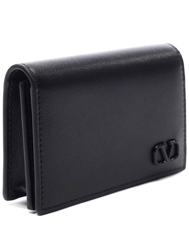 V Logo Signature Card Wallet Black - VALENTINO - BALAAN 4