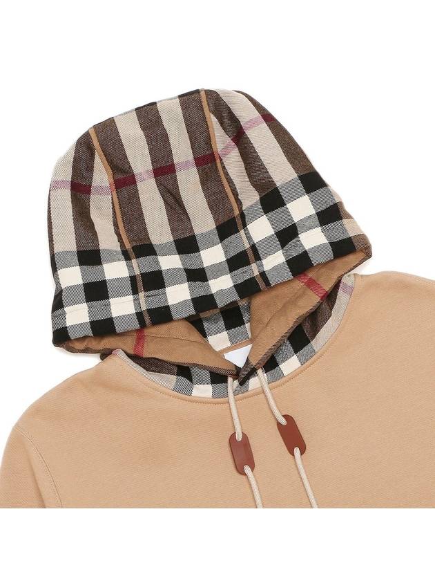 Check Cotton Blend Hoodie Camel Beige - BURBERRY - BALAAN 4