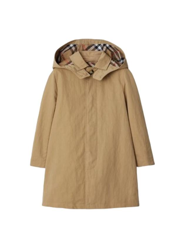 Kids Nylon Cotton Car Coat Beige - BURBERRY - BALAAN 1