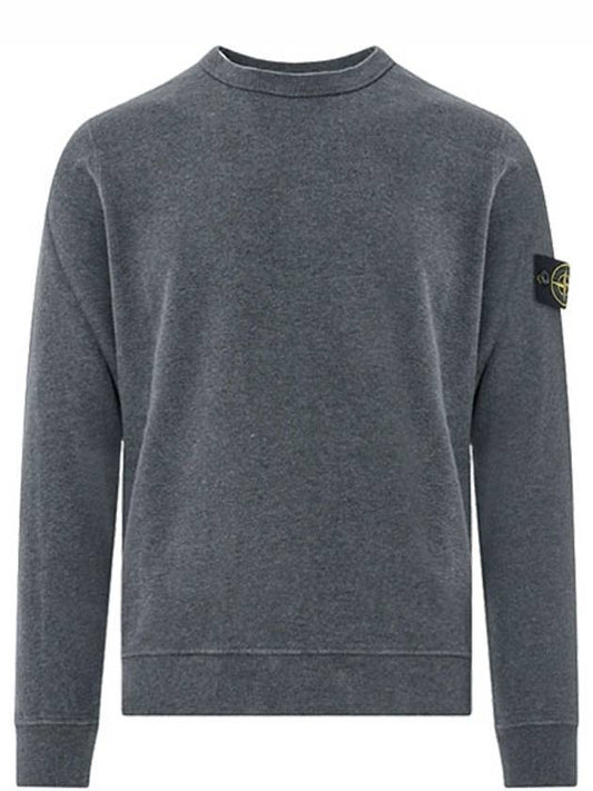 Brushed Cotton Fleece Garment Dyed Crewneck Sweatshirt Dark Grey Melange - STONE ISLAND - BALAAN 1