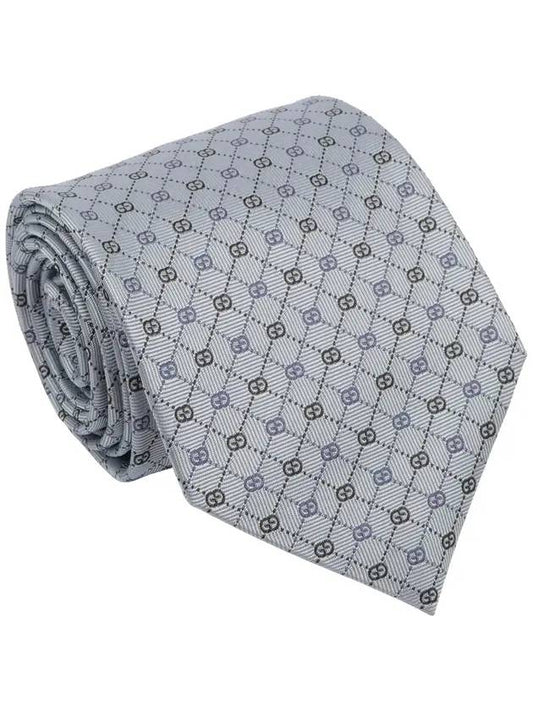 GG dot print pattern silk tie ice blue - GUCCI - BALAAN.