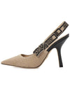 J'adior Embroidered Jute Canvas Slingback Heels Blush - DIOR - BALAAN 5