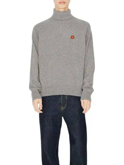 Boke Flower Crest Embroidered Wool Turtleneck Pearl Grey - KENZO - BALAAN 2