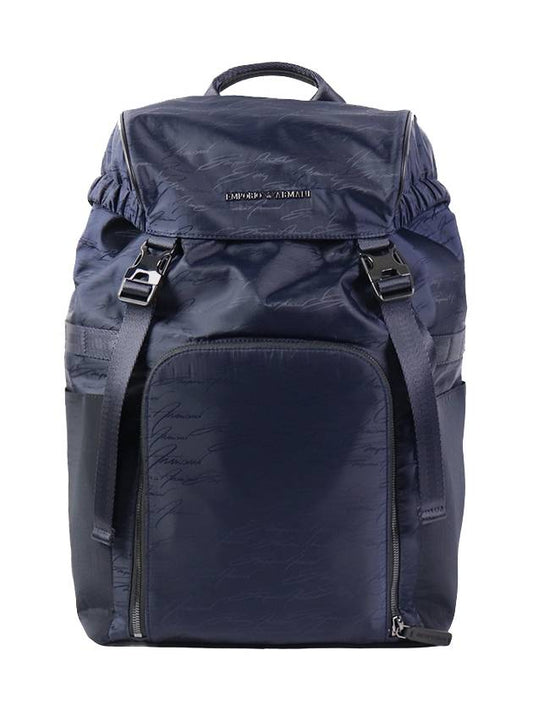 Logo Jacquard Nylon Backpack Navy - EMPORIO ARMANI - BALAAN.