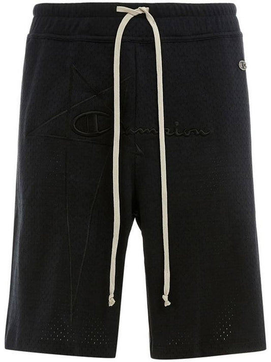 Champion Embroidered Logo Mesh Shorts Black - RICK OWENS - BALAAN 1