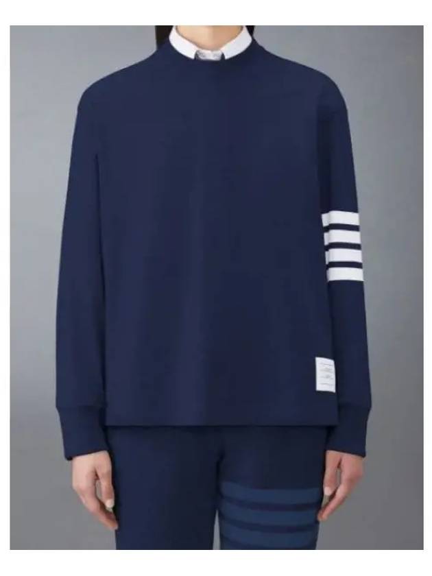 Engineered 4 Bar Medium Weight Jersey Oversized Long Sleeved T-Shirt Navy - THOM BROWNE - BALAAN 2