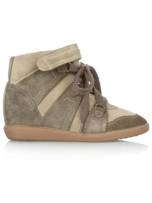Isabel Marant Over Basket Leather Bluebell Sneakers Taupe BK0016 13A009S - ISABEL MARANT - BALAAN 1