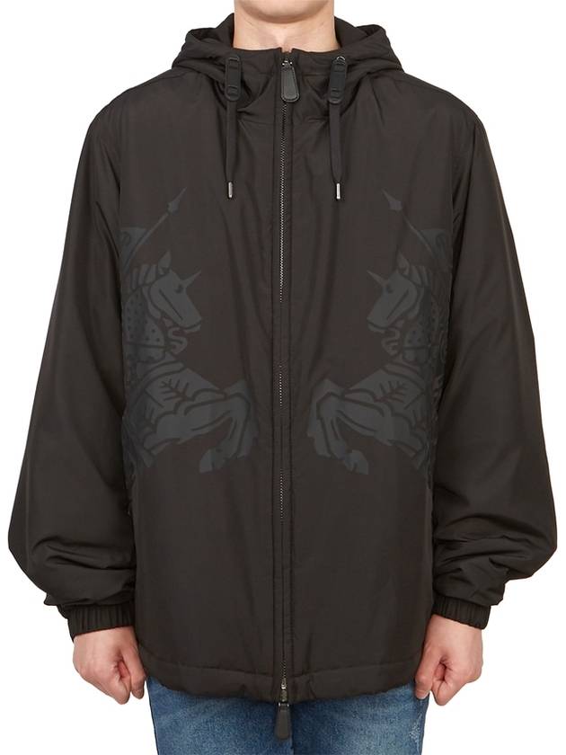 Men's EKD Print Hooded Jacket Black - BURBERRY - BALAAN 2